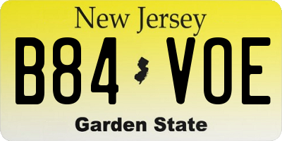 NJ license plate B84VOE