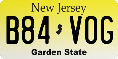 NJ license plate B84VOG