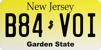NJ license plate B84VOI