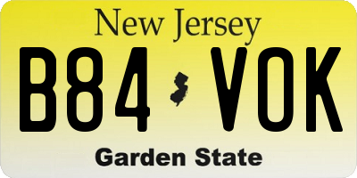 NJ license plate B84VOK