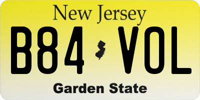 NJ license plate B84VOL