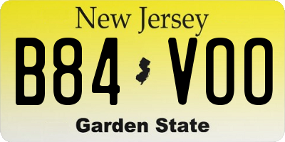 NJ license plate B84VOO