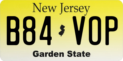 NJ license plate B84VOP