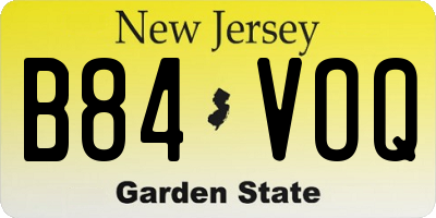 NJ license plate B84VOQ