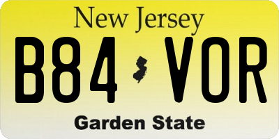 NJ license plate B84VOR