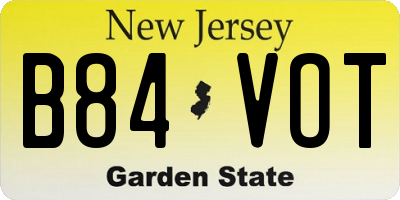 NJ license plate B84VOT