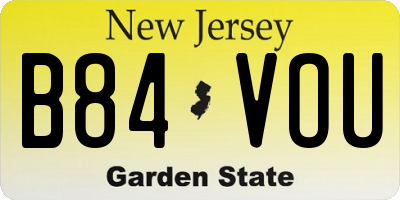 NJ license plate B84VOU