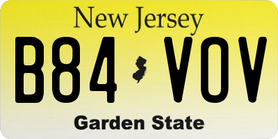 NJ license plate B84VOV