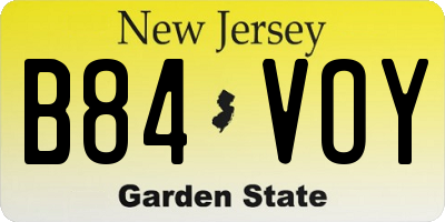 NJ license plate B84VOY