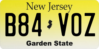 NJ license plate B84VOZ