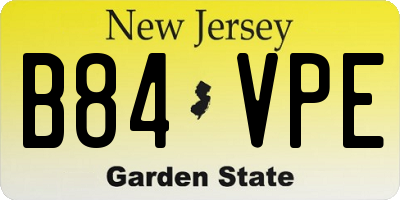 NJ license plate B84VPE