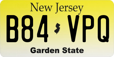 NJ license plate B84VPQ