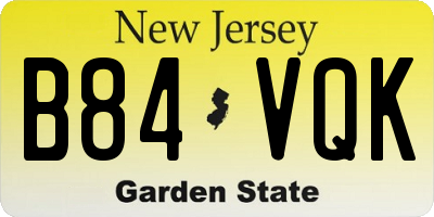NJ license plate B84VQK