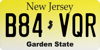 NJ license plate B84VQR