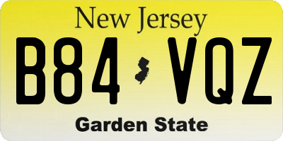 NJ license plate B84VQZ