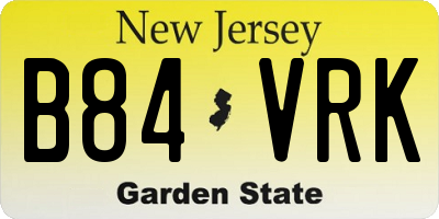 NJ license plate B84VRK