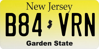 NJ license plate B84VRN