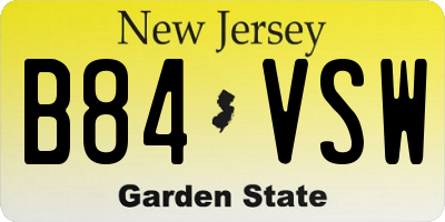 NJ license plate B84VSW