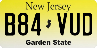 NJ license plate B84VUD