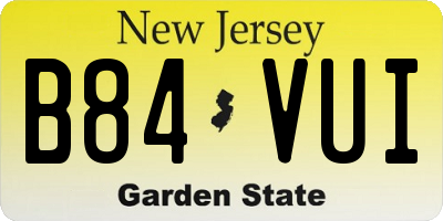 NJ license plate B84VUI