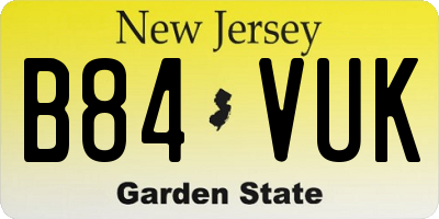 NJ license plate B84VUK