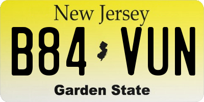 NJ license plate B84VUN