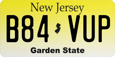 NJ license plate B84VUP