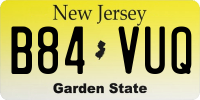 NJ license plate B84VUQ