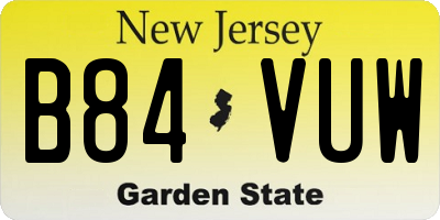 NJ license plate B84VUW