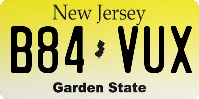 NJ license plate B84VUX
