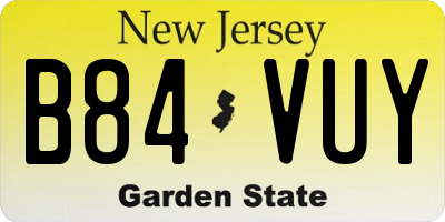 NJ license plate B84VUY