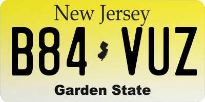 NJ license plate B84VUZ