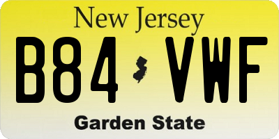 NJ license plate B84VWF