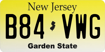 NJ license plate B84VWG