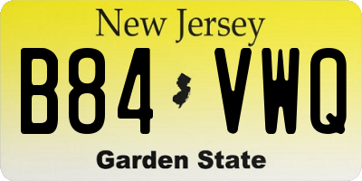 NJ license plate B84VWQ
