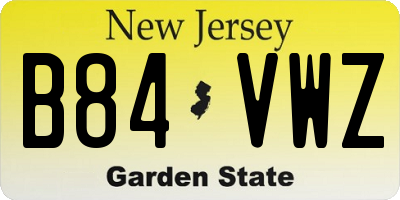 NJ license plate B84VWZ