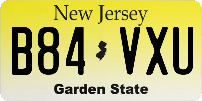 NJ license plate B84VXU