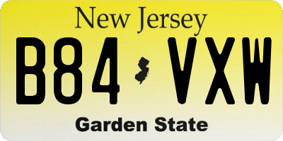 NJ license plate B84VXW