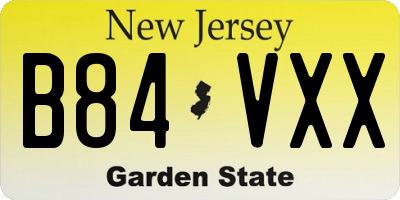 NJ license plate B84VXX