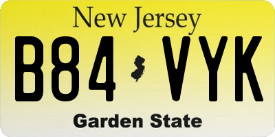 NJ license plate B84VYK