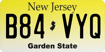 NJ license plate B84VYQ