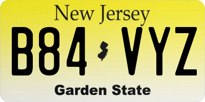 NJ license plate B84VYZ