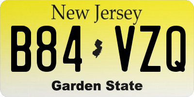 NJ license plate B84VZQ