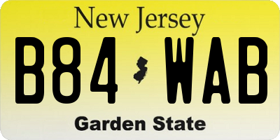 NJ license plate B84WAB