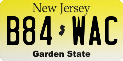NJ license plate B84WAC