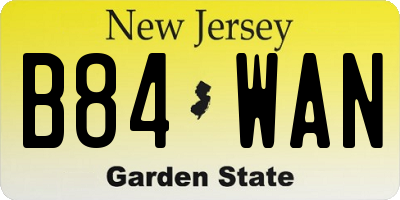 NJ license plate B84WAN