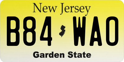 NJ license plate B84WAO