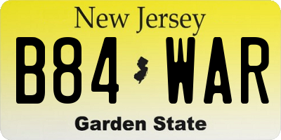 NJ license plate B84WAR