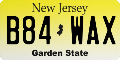 NJ license plate B84WAX