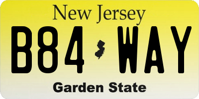 NJ license plate B84WAY